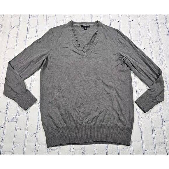 Banana Republic Silk Blend Sweater Long Sleeve Gray MENS SIZE XL - Picture 1 of 10